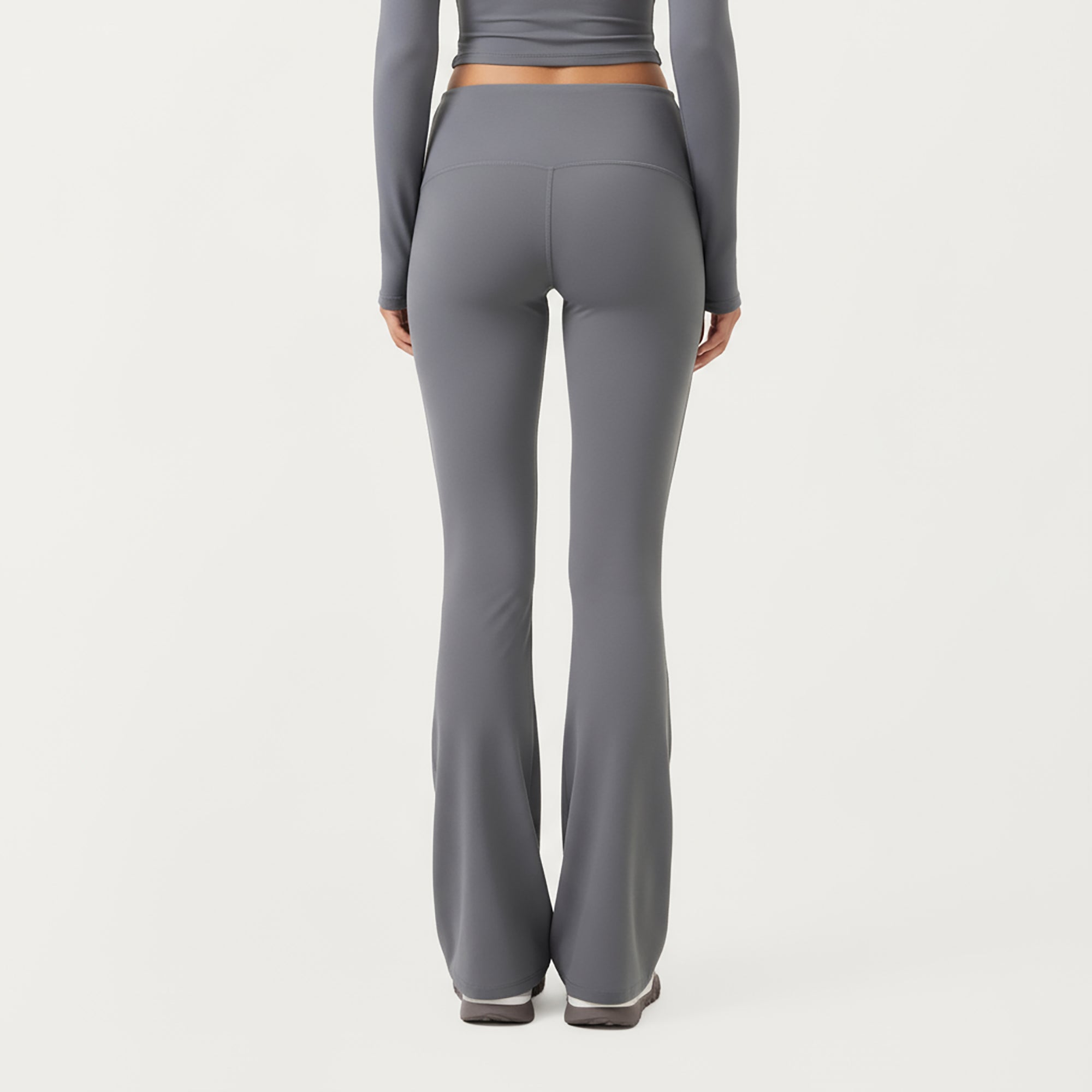 Anna-Kaci Active Women's High Waist Flare Leg Pants with Foldover Waistband and Stretch Performance Fabric