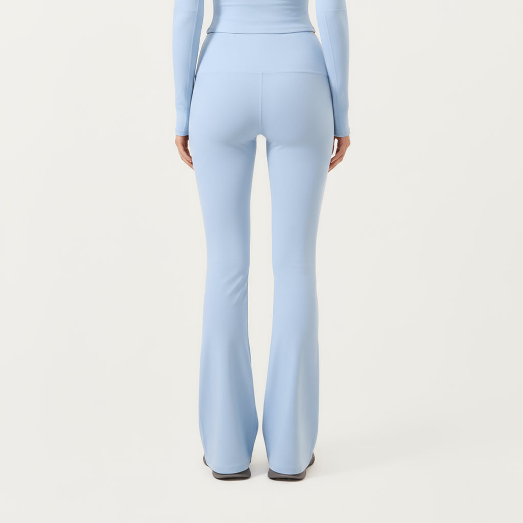 Anna-Kaci Active Women's High Waist Flare Leg Pants with Foldover Waistband and Stretch Performance Fabric