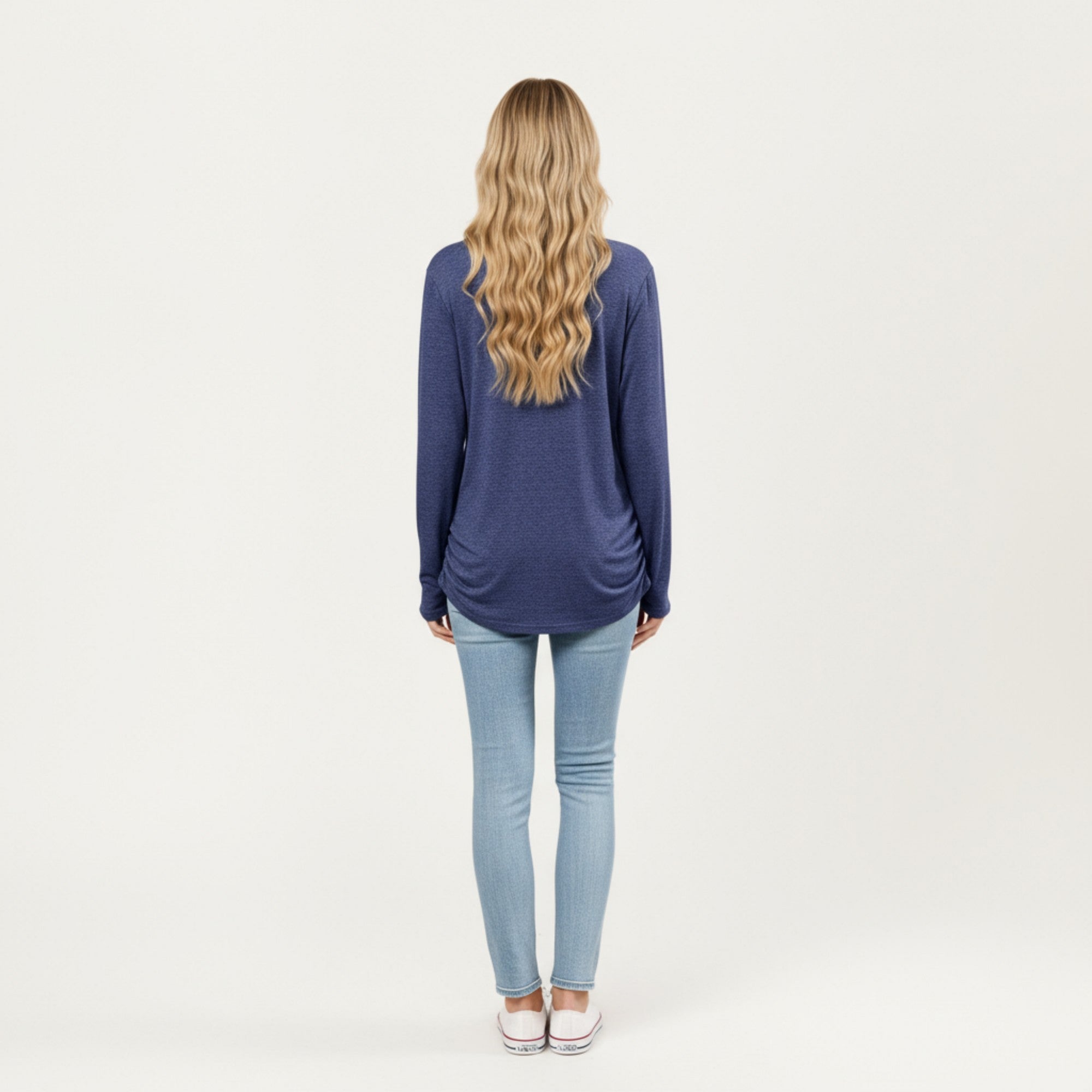 Anna-Kaci Women's Long Sleeve V-Neck Top with Ruched Side Detailing