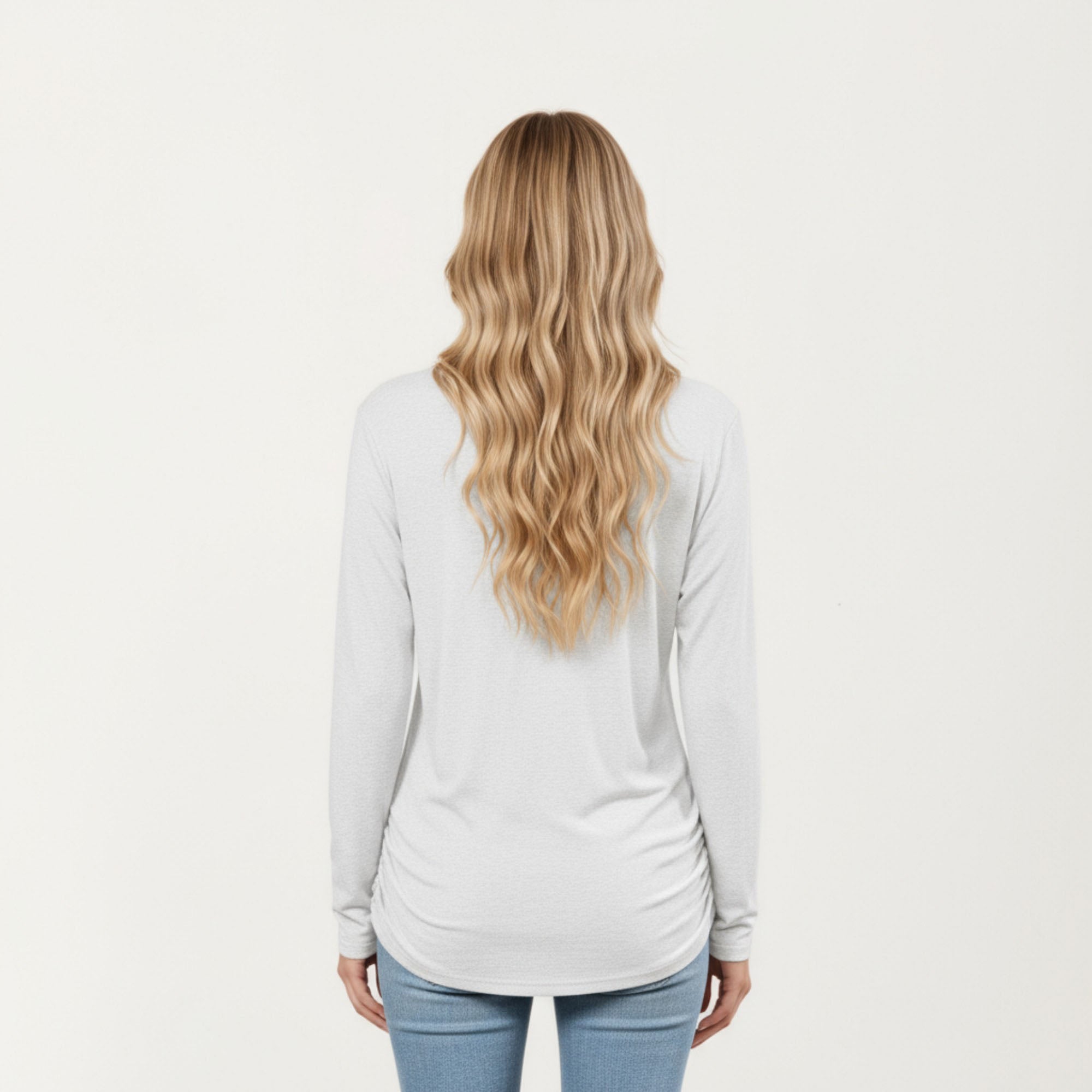 Anna-Kaci Women's Long Sleeve V-Neck Top with Ruched Side Detailing