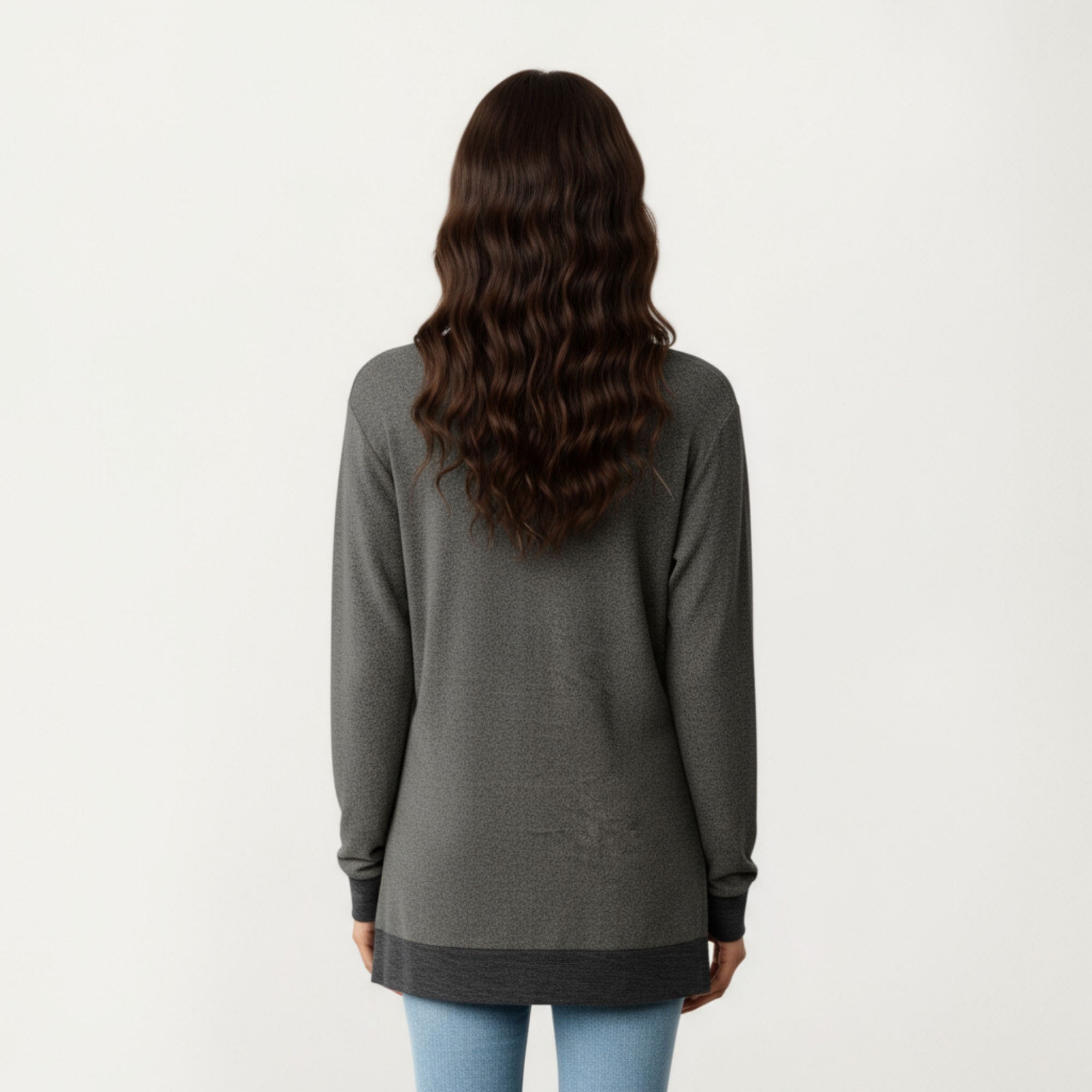 Anna-Kaci Women's Long Sleeve V-Neck Top with Contrast Crochet Trim and Relaxed Hem