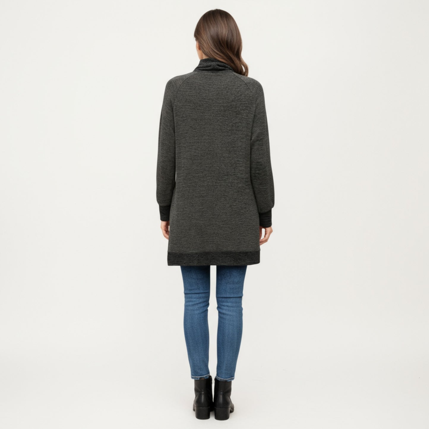 Anna-Kaci Women's Long Sleeve Cowl Neck Top with Contrast Cuffs and Hem