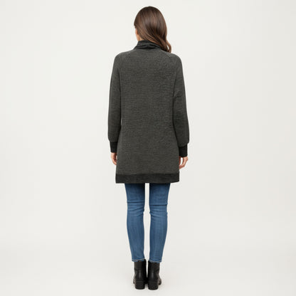 Anna-Kaci Women's Long Sleeve Cowl Neck Top with Contrast Cuffs and Hem