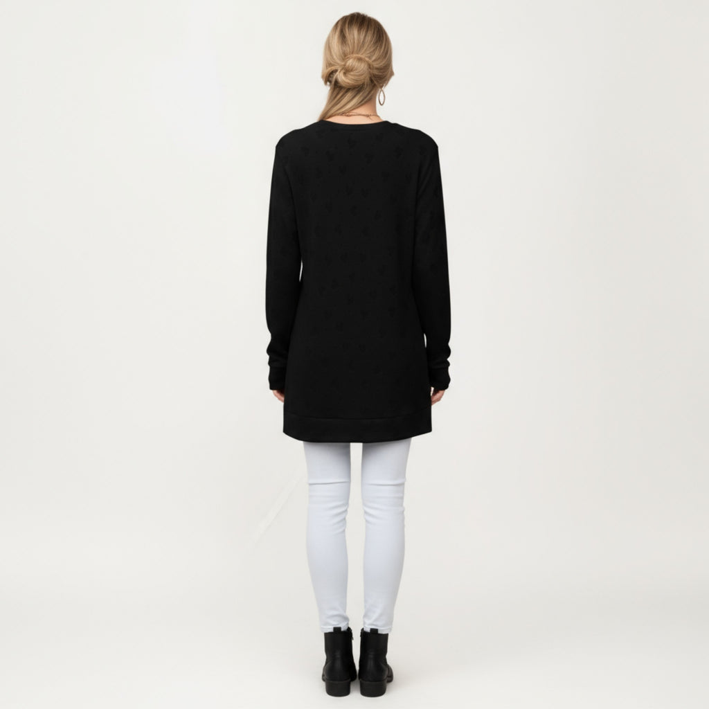 Anna-Kaci Women's Long Sleeve Oversized Pullover Top with High-Low Hem and Relaxed Fit
