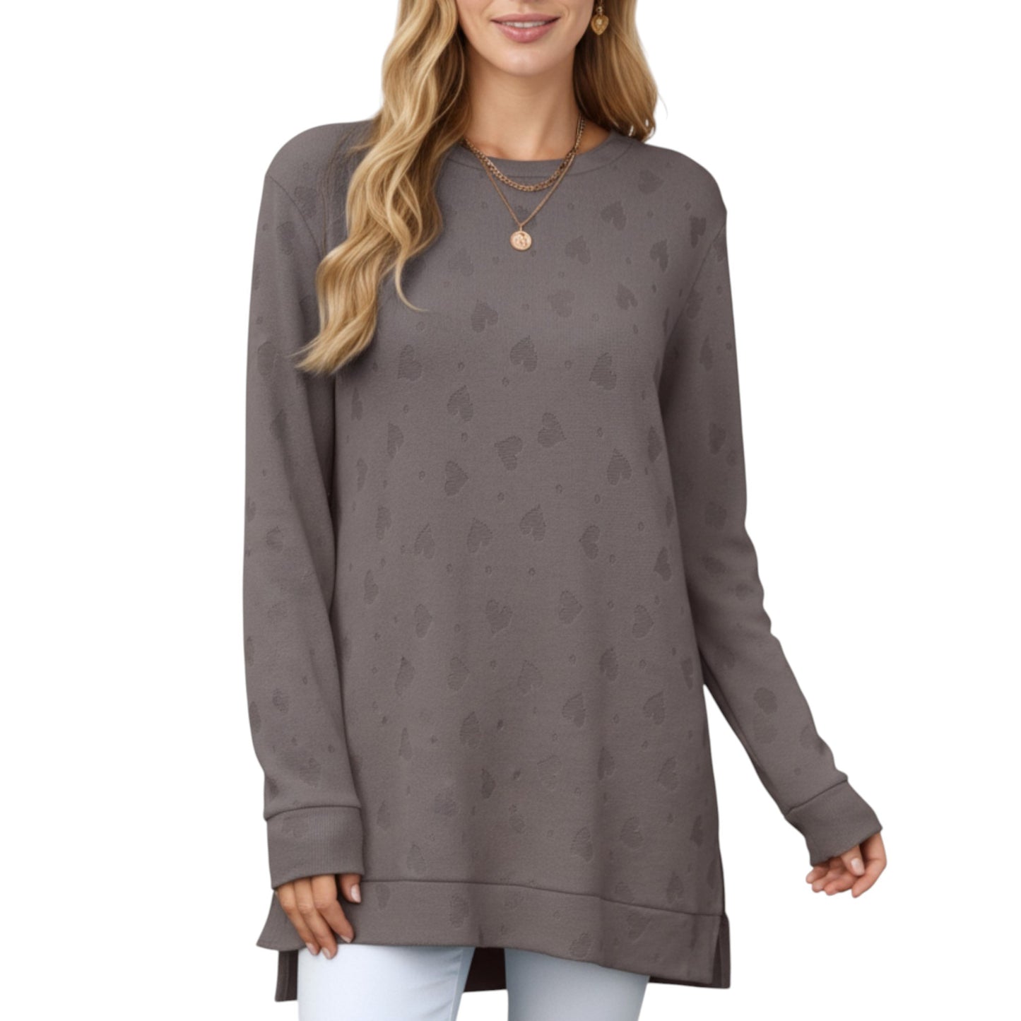 Anna-Kaci Women's Long Sleeve Oversized Pullover Top with High-Low Hem and Relaxed Fit