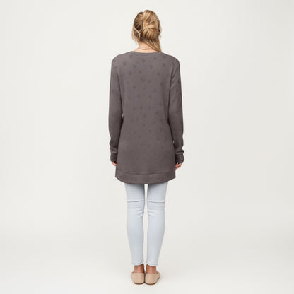 Anna-Kaci Women's Long Sleeve Oversized Pullover Top with High-Low Hem and Relaxed Fit