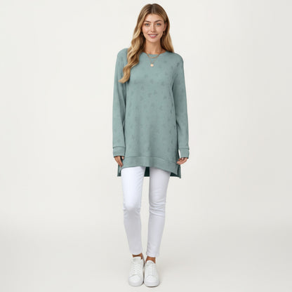 Anna-Kaci Women's Long Sleeve Oversized Pullover Top with High-Low Hem and Relaxed Fit