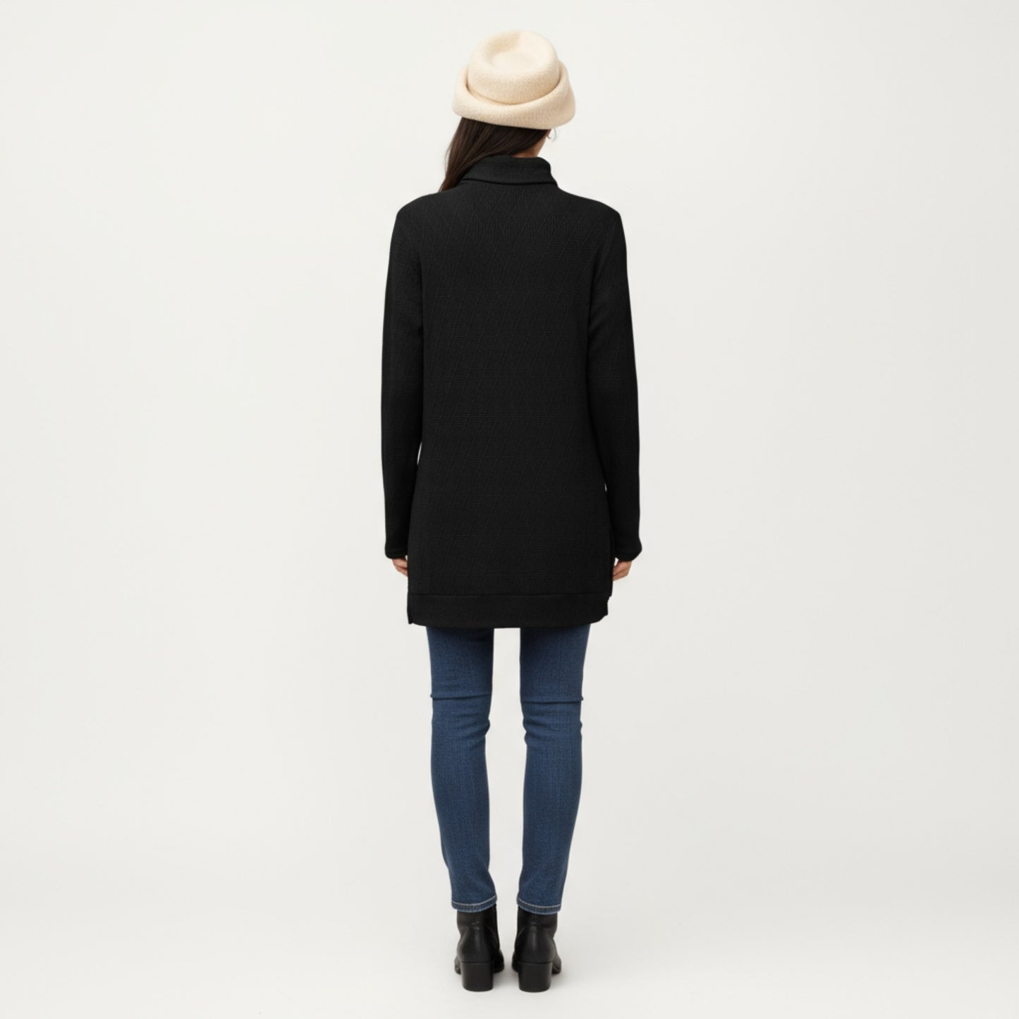 Anna-Kaci Women's Long Sleeve Collared Knit Top with Subtle Textured Pattern and Relaxed Fit