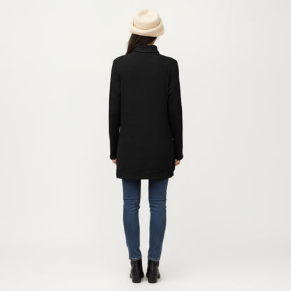 Anna-Kaci Women's Long Sleeve Collared Knit Top with Subtle Textured Pattern and Relaxed Fit