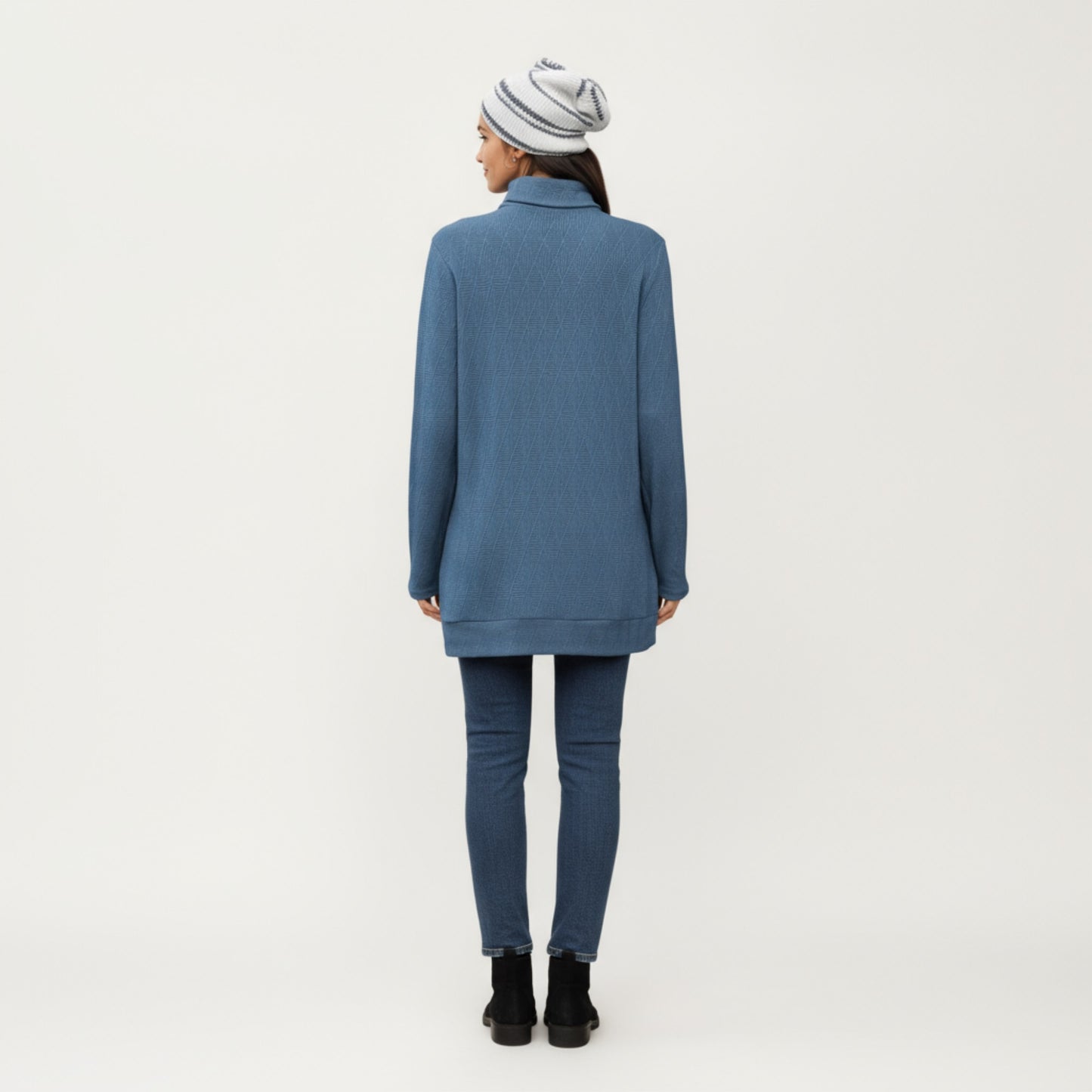 Anna-Kaci Women's Long Sleeve Collared Knit Top with Subtle Textured Pattern and Relaxed Fit