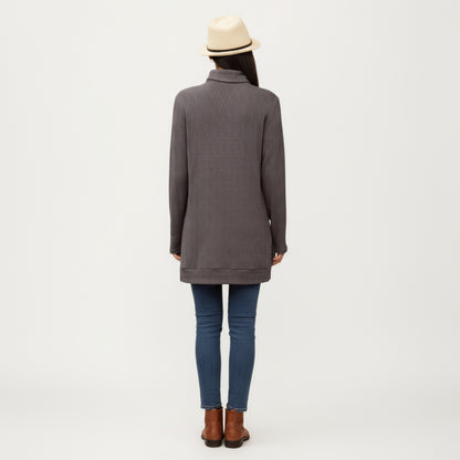 Anna-Kaci Women's Long Sleeve Collared Knit Top with Subtle Textured Pattern and Relaxed Fit