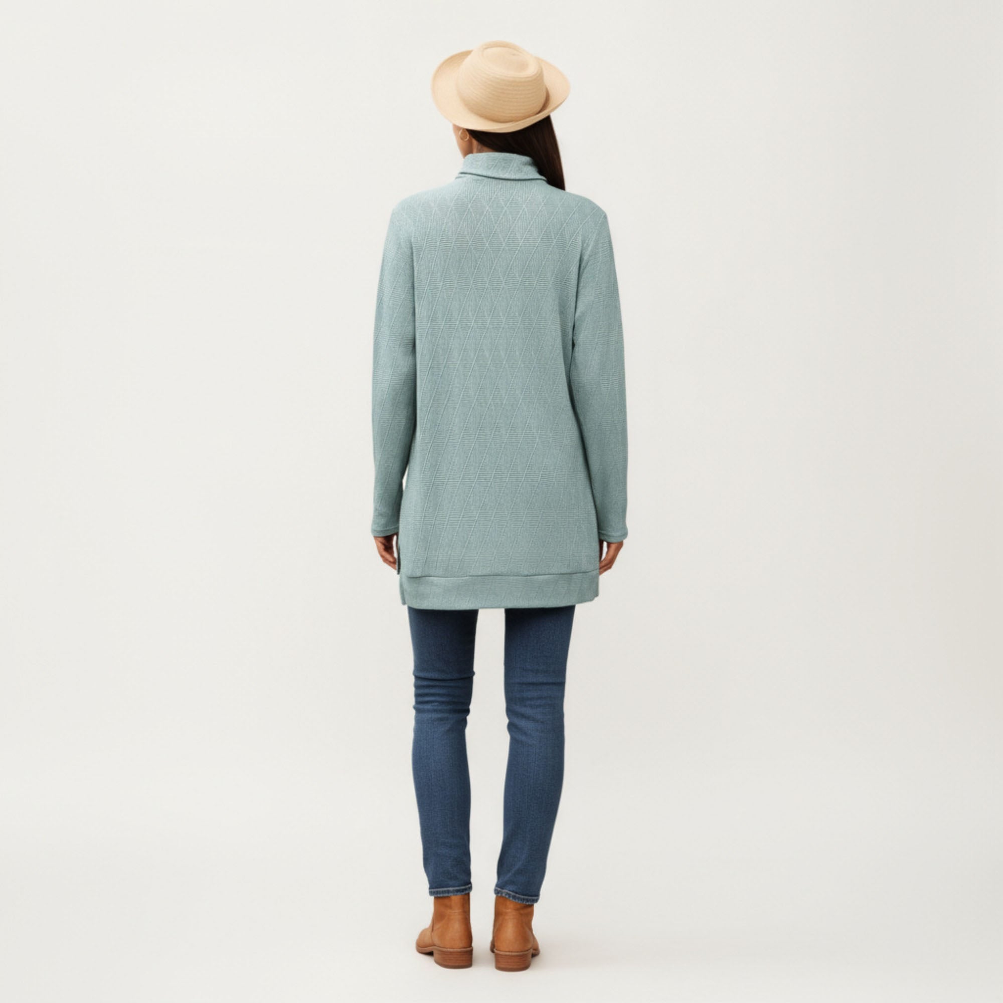 Anna-Kaci Women's Long Sleeve Collared Knit Top with Subtle Textured Pattern and Relaxed Fit