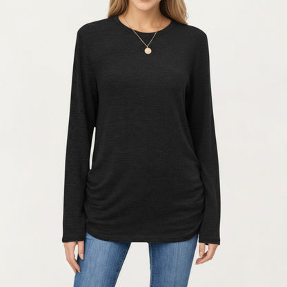 Anna-Kaci Women's Long Sleeve Crew Neck Top with Relaxed Fit and Soft Knit Fabric