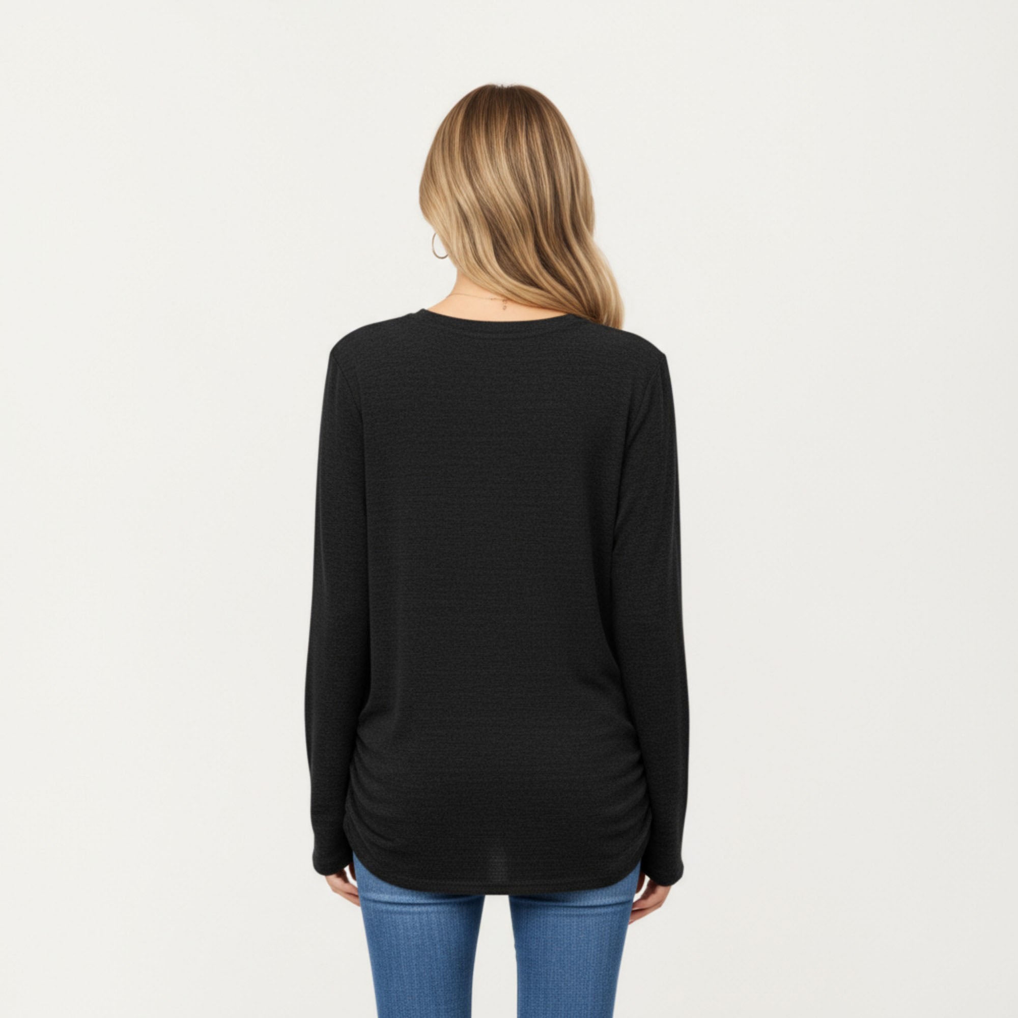 Anna-Kaci Women's Long Sleeve Crew Neck Top with Relaxed Fit and Soft Knit Fabric