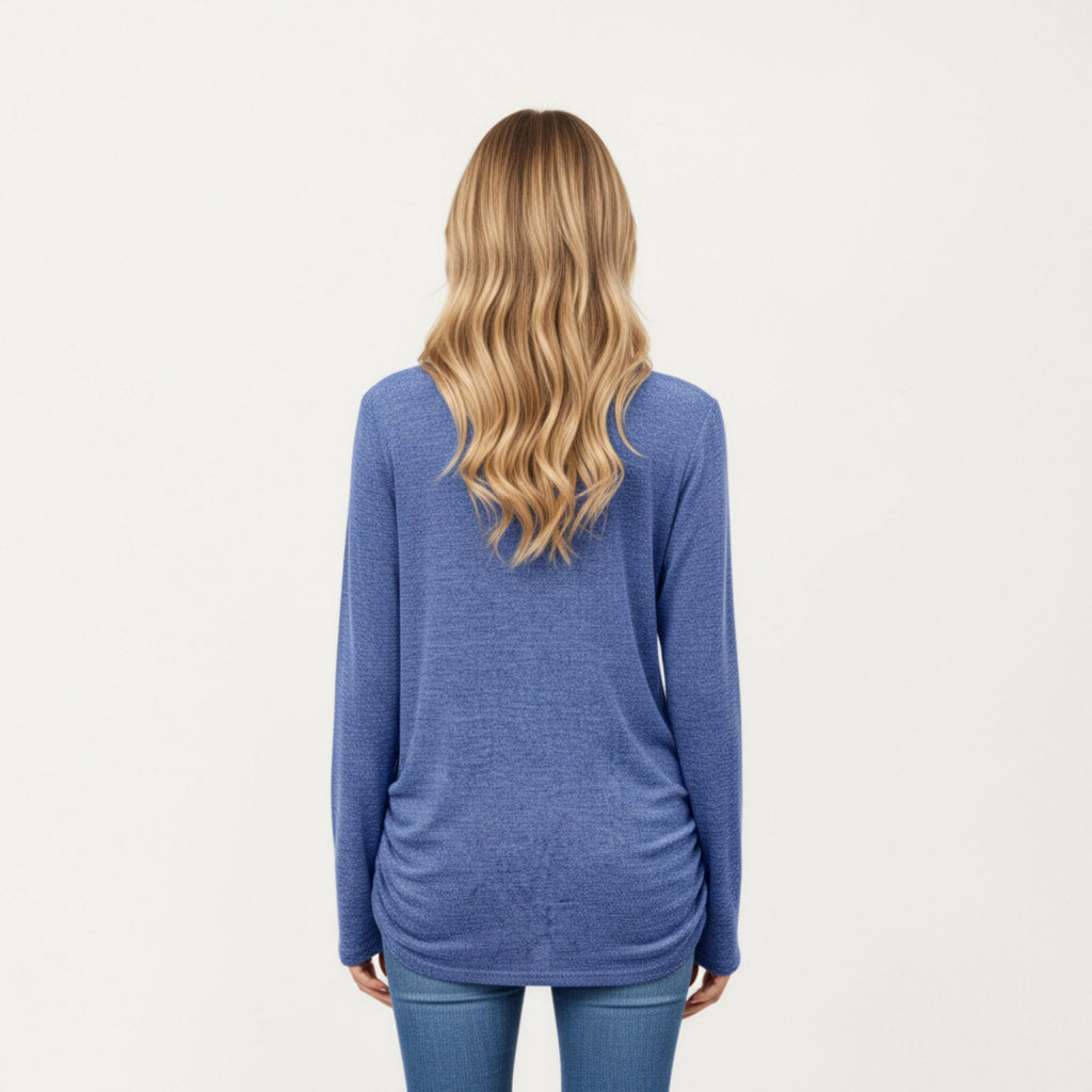 Anna-Kaci Women's Long Sleeve Crew Neck Top with Relaxed Fit and Soft Knit Fabric