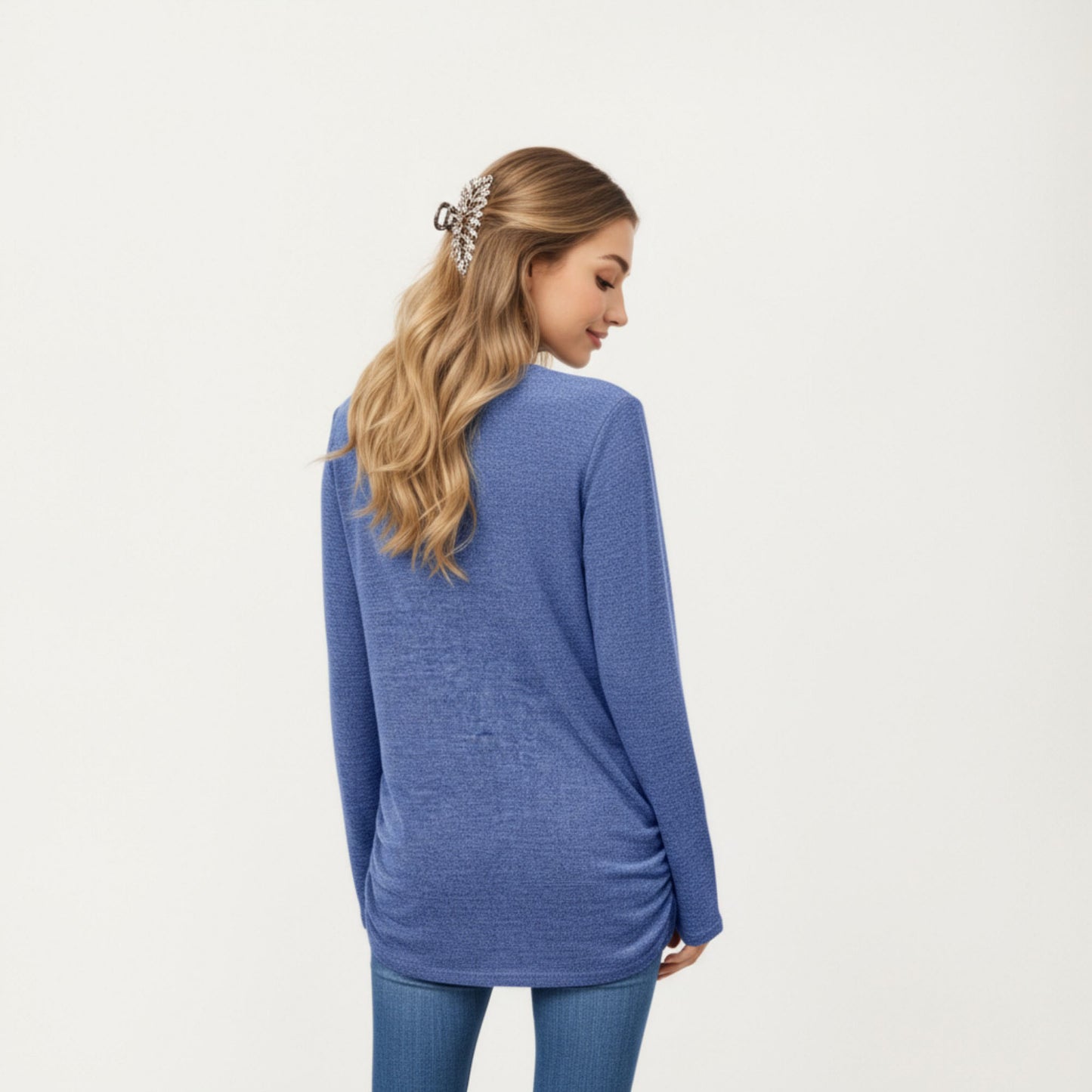 Anna-Kaci Women's Long Sleeve Crew Neck Top with Relaxed Fit and Soft Knit Fabric
