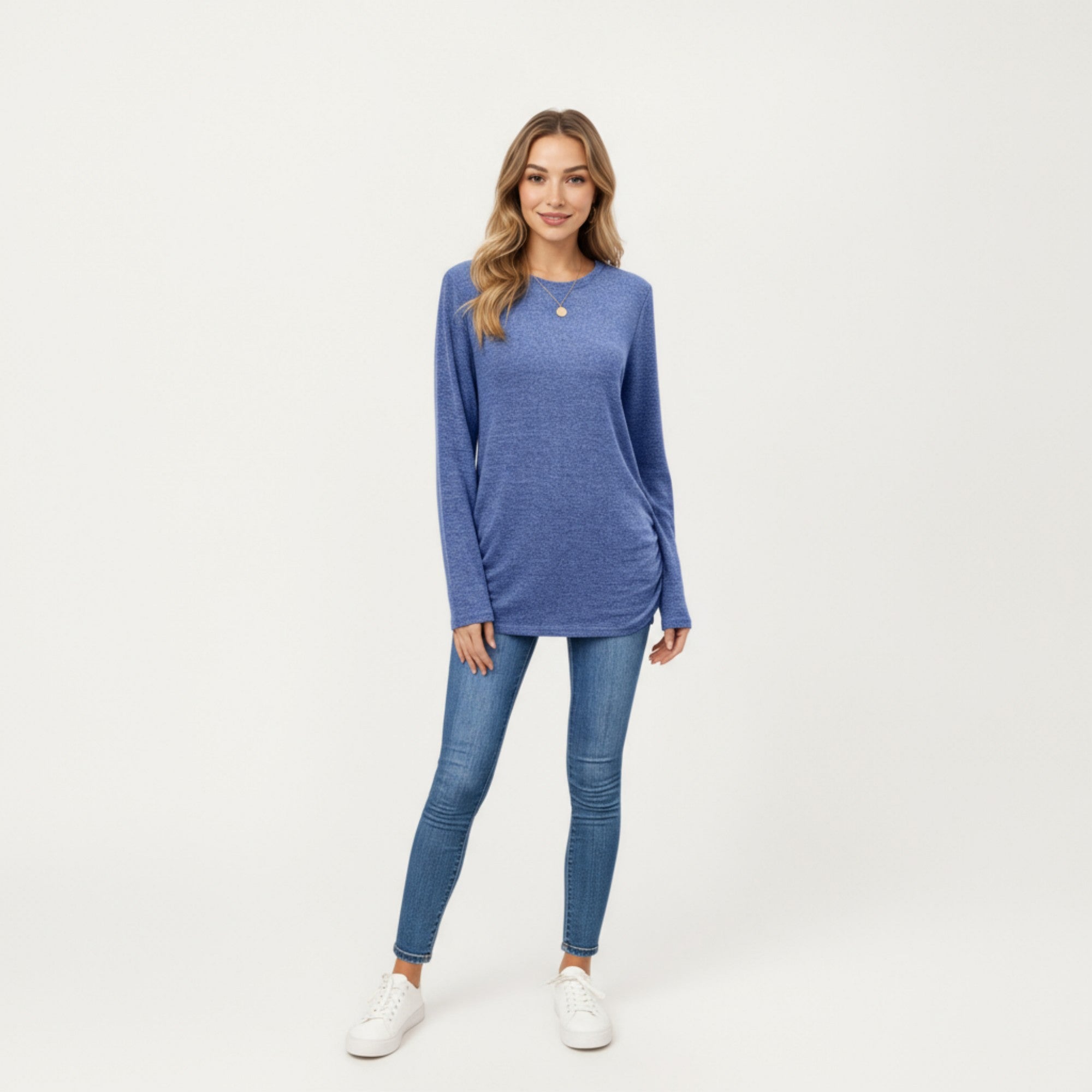 Anna-Kaci Women's Long Sleeve Crew Neck Top with Relaxed Fit and Soft Knit Fabric