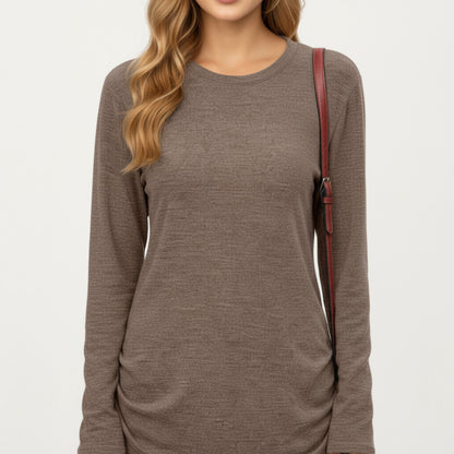 Anna-Kaci Women's Long Sleeve Crew Neck Top with Relaxed Fit and Soft Knit Fabric