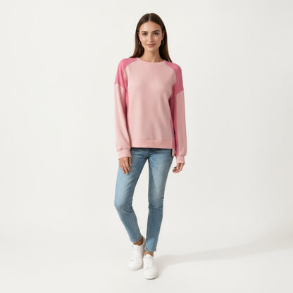 Anna-Kaci Women's Long Sleeve Colorblock Pullover Top with Crew Neck and Relaxed Fit