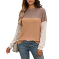 Anna-Kaci Women's Long Sleeve Colorblock Pullover Top with Crew Neck and Relaxed Fit