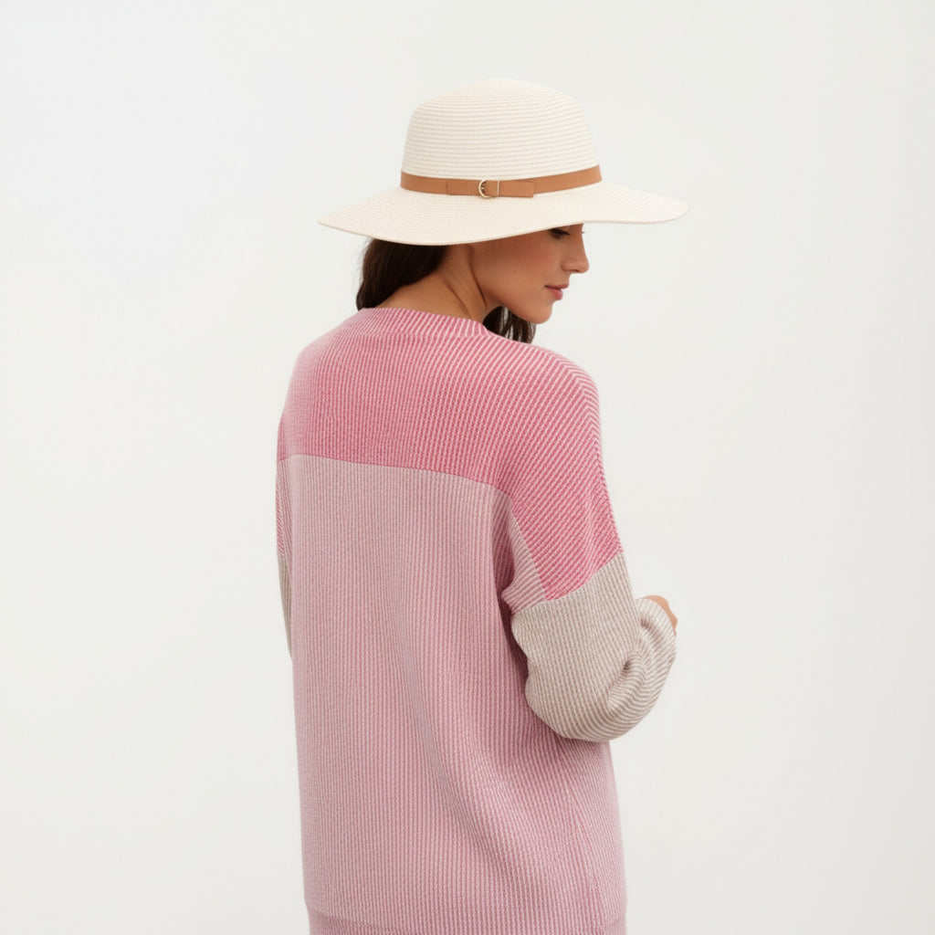 Anna-Kaci Women's Long Sleeve Colorblock Pullover Top with Crew Neck and Relaxed Fit