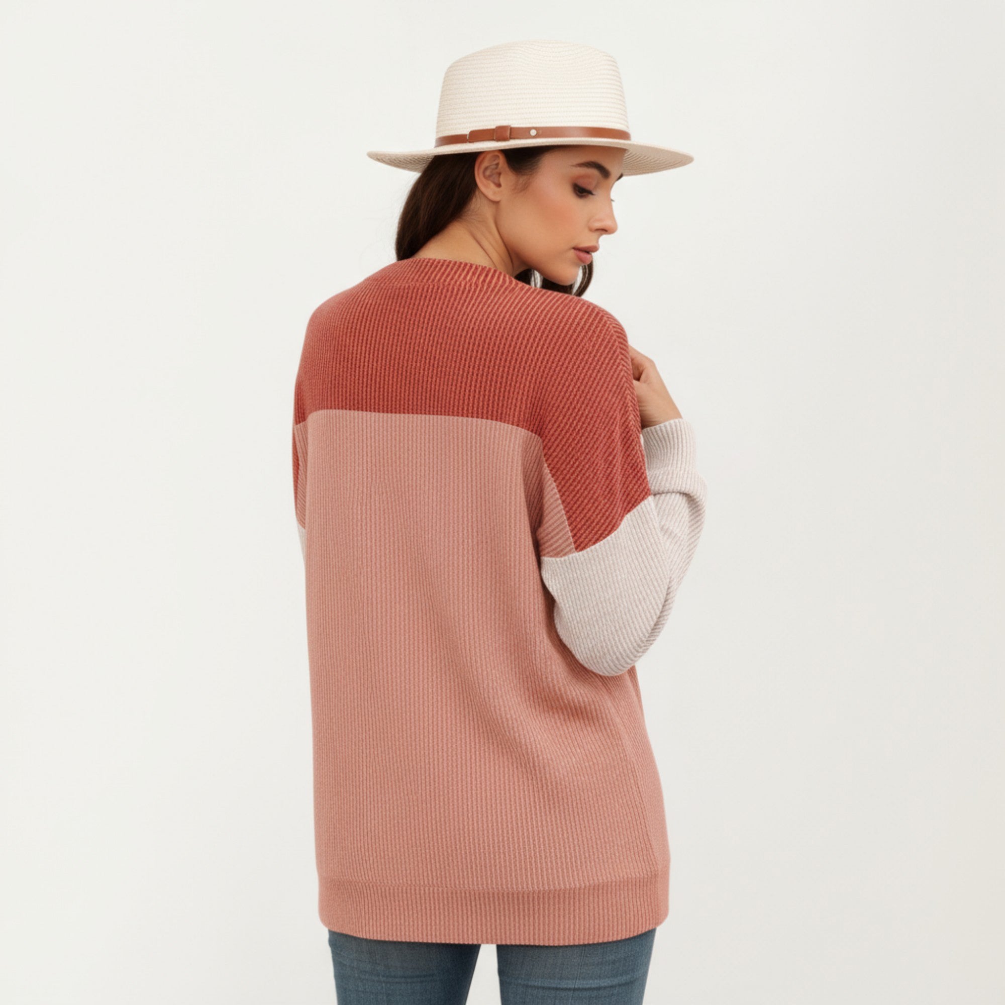 Anna-Kaci Women's Long Sleeve Colorblock Pullover Top with Crew Neck and Relaxed Fit