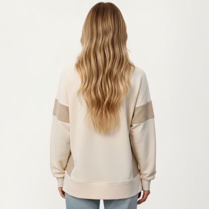 Anna-Kaci Women's Crew Neck Long Sleeve Pullover Top with Colorblock Sleeve Detail