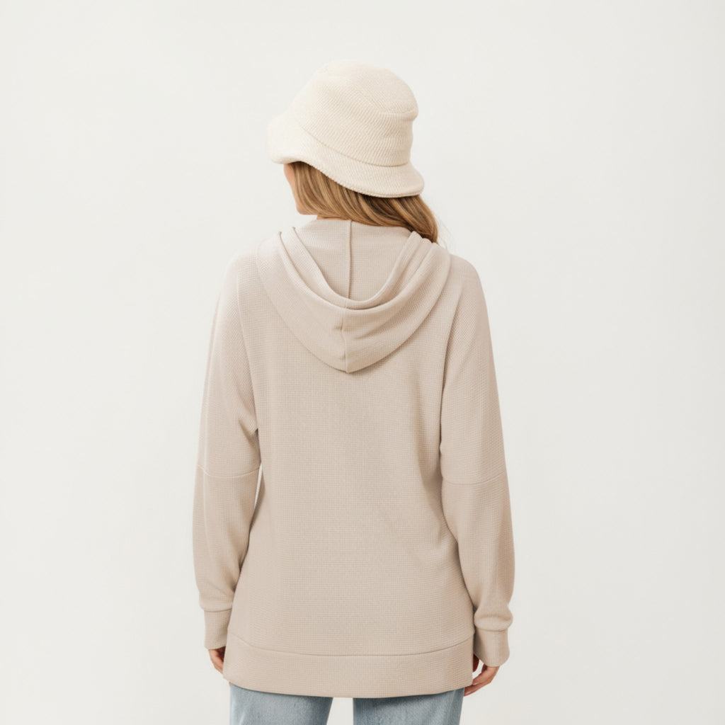 Anna-Kaci Women's Long Sleeve Pullover Hoodie with Kangaroo Pocket and Drawstring Detail