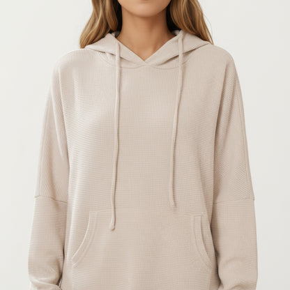 Anna-Kaci Women's Long Sleeve Pullover Hoodie with Kangaroo Pocket and Drawstring Detail