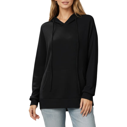 Anna-Kaci Women's Long Sleeve Pullover Hoodie with Kangaroo Pocket and Drawstring Detail