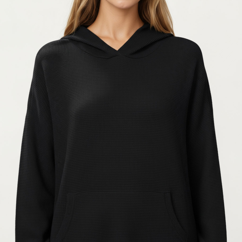 Anna-Kaci Women's Long Sleeve Pullover Hoodie with Kangaroo Pocket and Drawstring Detail