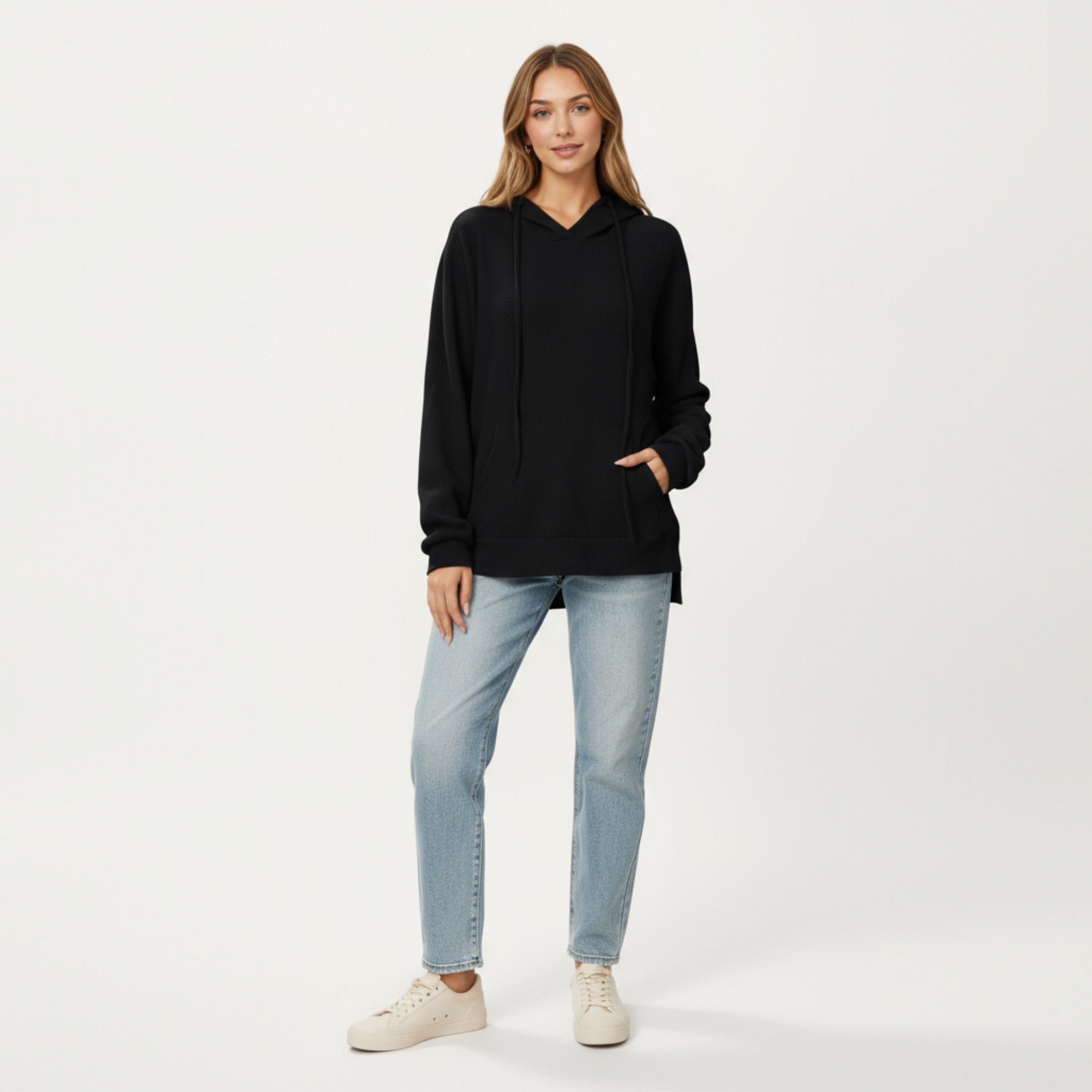 Anna-Kaci Women's Long Sleeve Pullover Hoodie with Kangaroo Pocket and Drawstring Detail