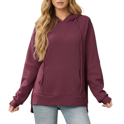 Anna-Kaci Women's Long Sleeve Pullover Hoodie with Kangaroo Pocket and Drawstring Detail