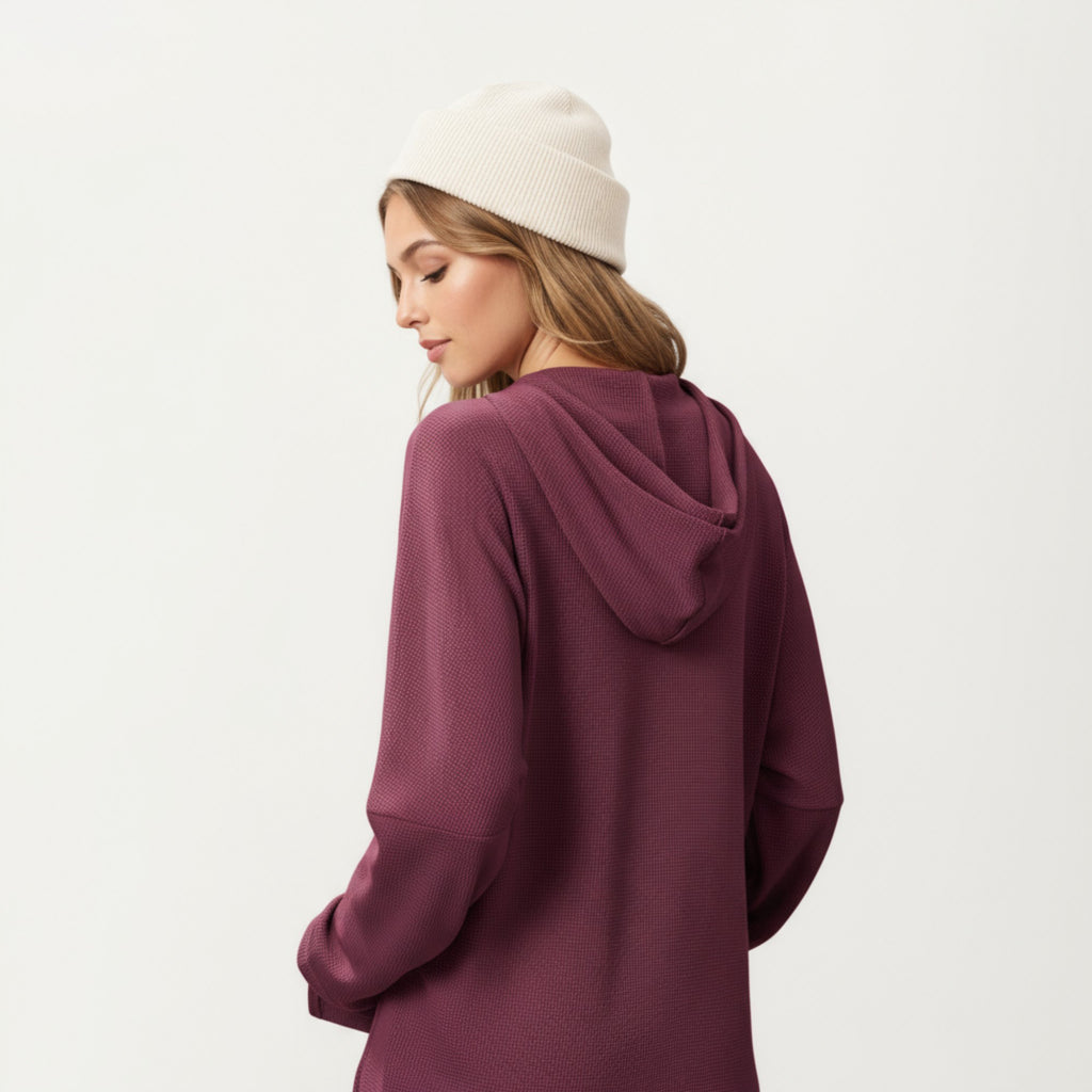 Anna-Kaci Women's Long Sleeve Pullover Hoodie with Kangaroo Pocket and Drawstring Detail