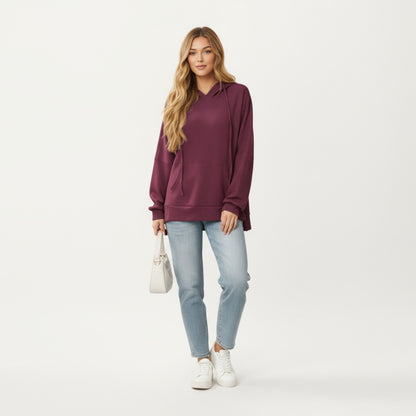 Anna-Kaci Women's Long Sleeve Pullover Hoodie with Kangaroo Pocket and Drawstring Detail