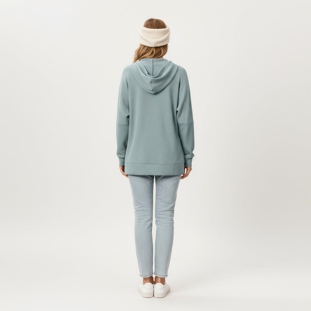 Anna-Kaci Women's Long Sleeve Pullover Hoodie with Kangaroo Pocket and Drawstring Detail
