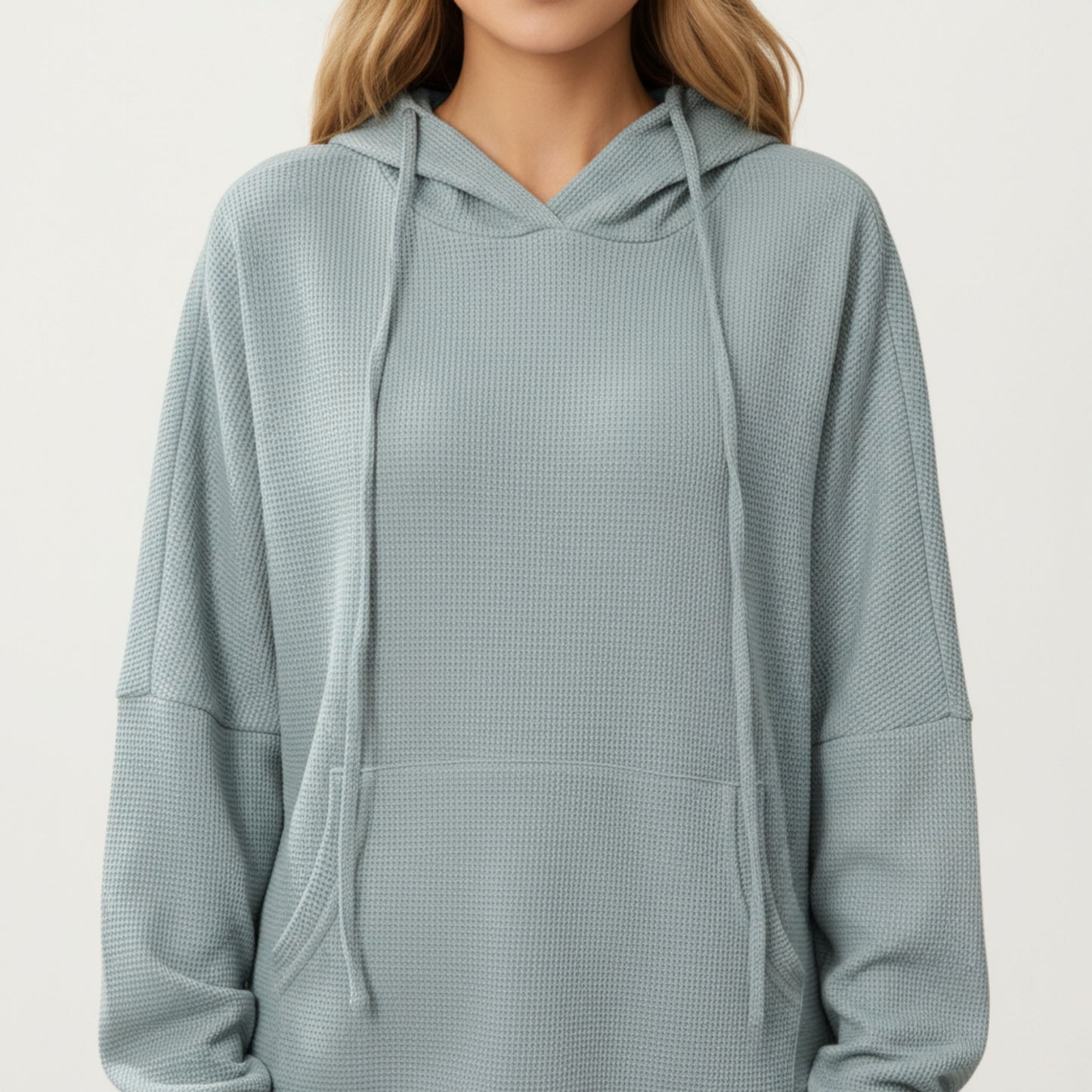 Anna-Kaci Women's Long Sleeve Pullover Hoodie with Kangaroo Pocket and Drawstring Detail