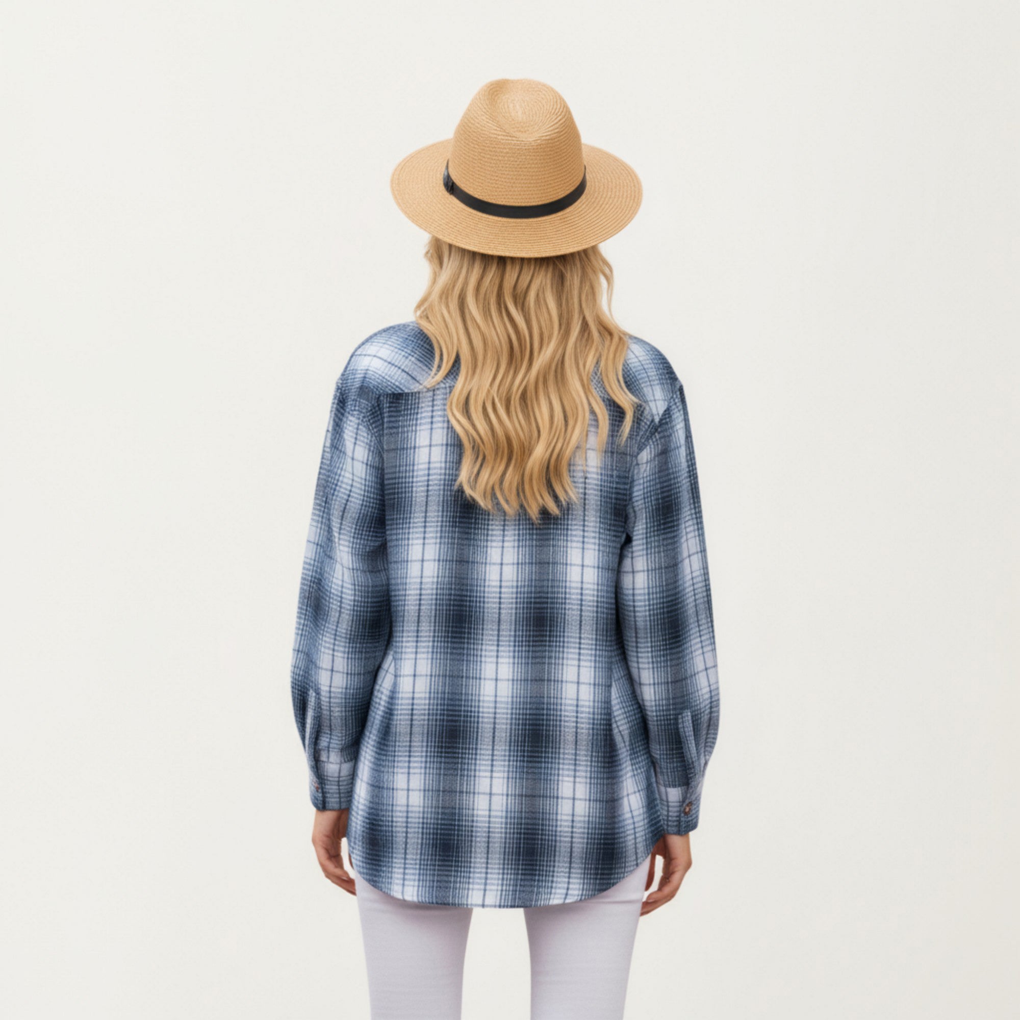 Anna-Kaci Women's Long Sleeve Plaid Button-Up Shirt with Front Pockets and Relaxed Fit