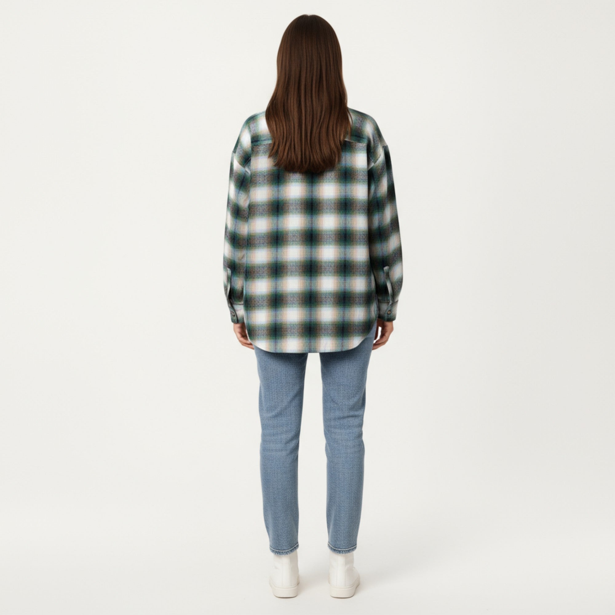 Anna-Kaci Women's Long Sleeve Plaid Button-Up Shirt with Chest Pockets