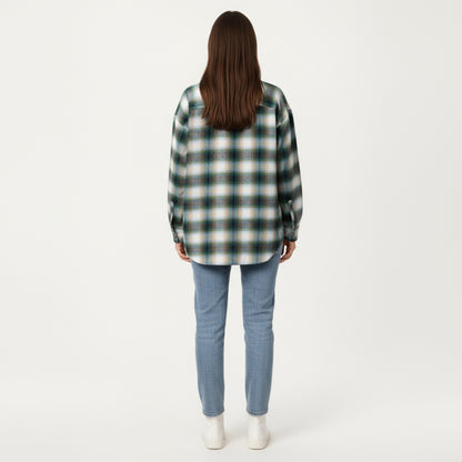 Anna-Kaci Women's Long Sleeve Plaid Button-Up Shirt with Chest Pockets