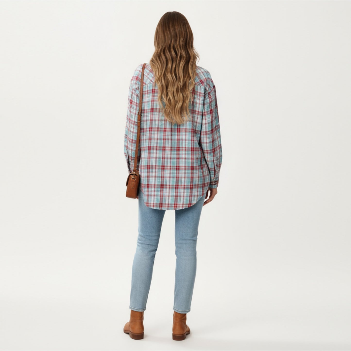 Anna-Kaci Women's Long Sleeve Plaid Button-Up Shirt with Chest Pockets