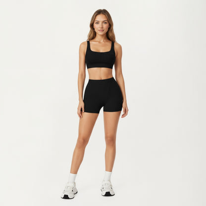Anna-Kaci Active Women's Square Neck Sports Bra with Contour Seam Design and Wide Supportive Straps