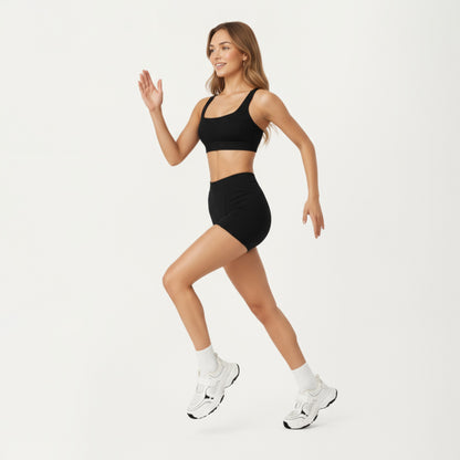 Anna-Kaci Active Women's Square Neck Sports Bra with Contour Seam Design and Wide Supportive Straps