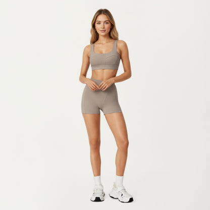 Anna-Kaci Active Women's Square Neck Sports Bra with Contour Seam Design and Wide Supportive Straps