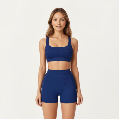 Anna-Kaci Active Women's Square Neck Sports Bra with Contour Seam Design and Wide Supportive Straps