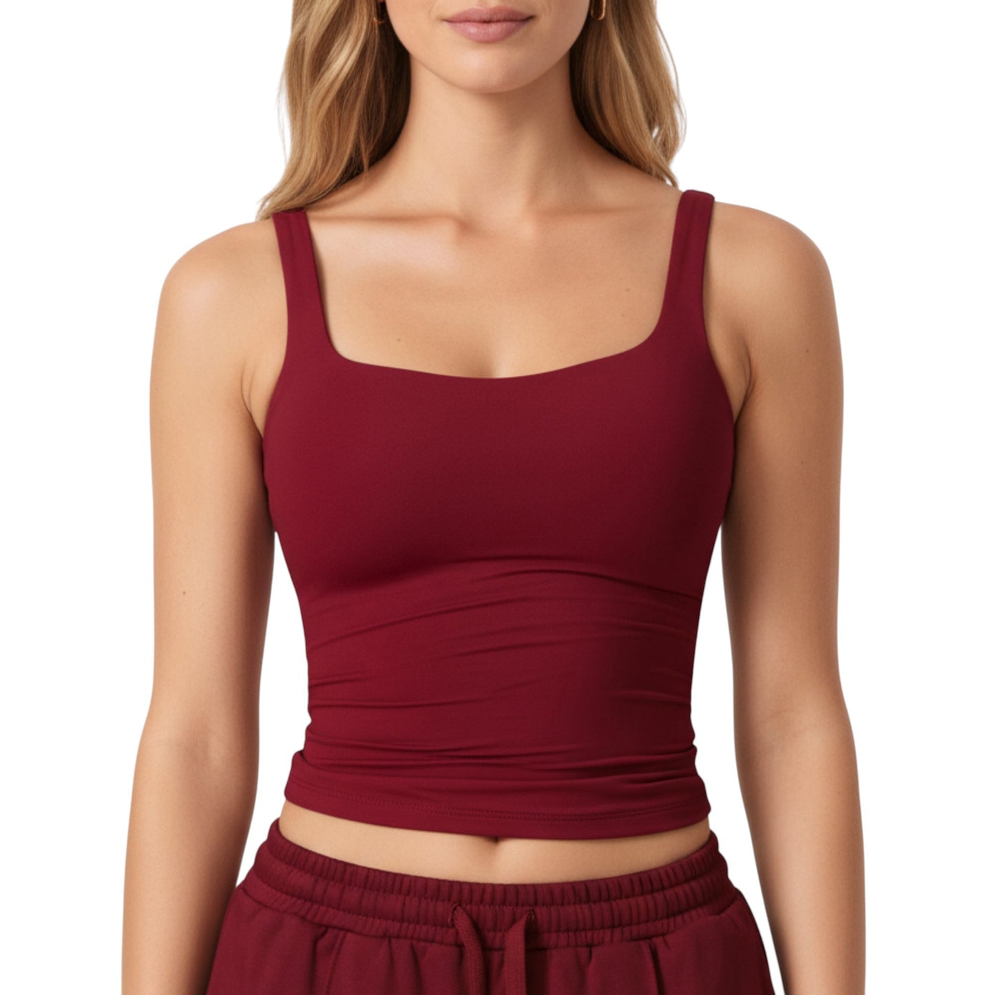 Anna-Kaci Active Women's Square Neck Ribbed Tank Top with Body-Hugging Fit