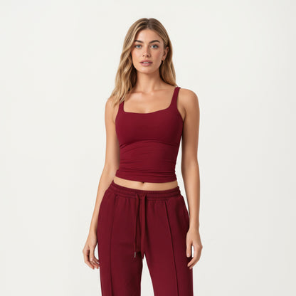 Anna-Kaci Active Women's Square Neck Ribbed Tank Top with Body-Hugging Fit