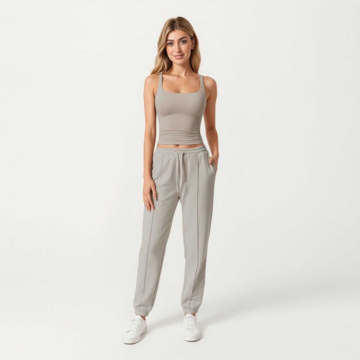 Anna-Kaci Active Women's Square Neck Ribbed Tank Top with Body-Hugging Fit