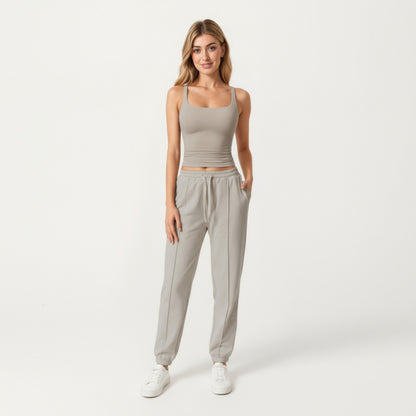 Anna-Kaci Active Women's Square Neck Ribbed Tank Top with Body-Hugging Fit