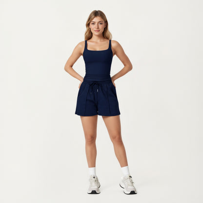 Anna-Kaci Active Women's Square Neck Ribbed Tank Top with Body-Hugging Fit